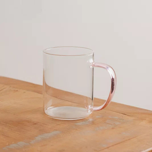 Caneca em Vidro Borossilicato Rosa 420 ml