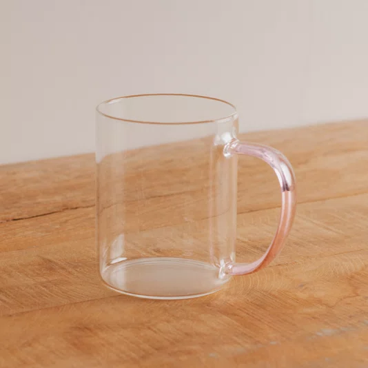 Caneca em Vidro Borossilicato Rosa 420 ml