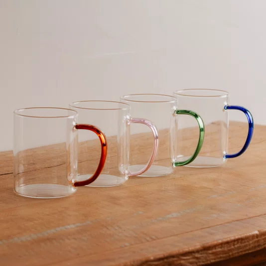 Caneca em Vidro Borossilicato Rosa 420 ml