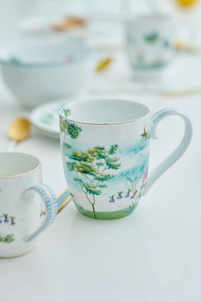 Caneca Extra Grande de Porcelana Garça Jolie Pip Studio Branco 450 ml