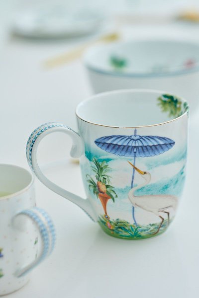 Caneca Extra Grande de Porcelana Garça Jolie Pip Studio Branco 450 ml