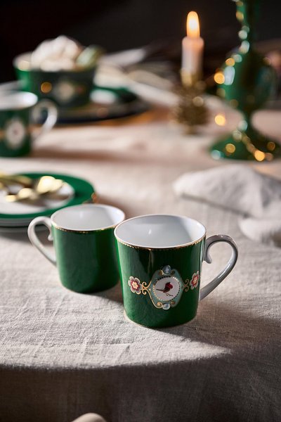 Caneca Grande Love Birds Pip Studio Verde Escuro 250 ml