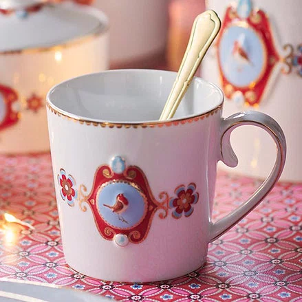Caneca Grande Medallion Love Birds Pip Studio Branco