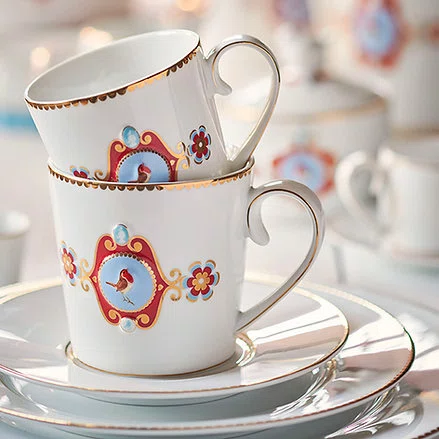Caneca Grande Medallion Love Birds Pip Studio Branco