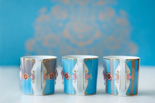 Caneca Medallion Love Birds Pip Studio Azul Stripes 150ml