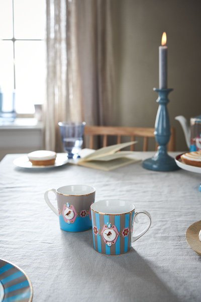 Caneca Medallion Love Birds Pip Studio Azul Stripes 150ml