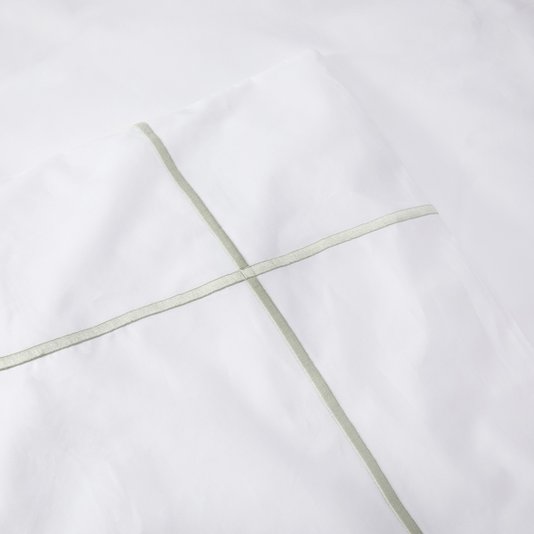 Capa de Duvet Athena Queen 500 Fios Yves Delorme Branco e Verde Sauge 2,60x2,40m