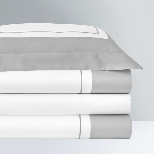 Capa De Duvet Super King Lutece 300 Fios Yves Delorme Platino 2,80 x 2,40 m
