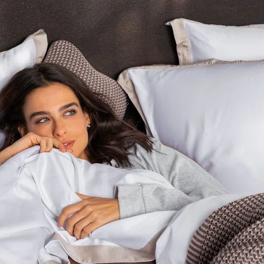 Capa Para Duvet Queen Bamboo Artelassê Branco/Kaki