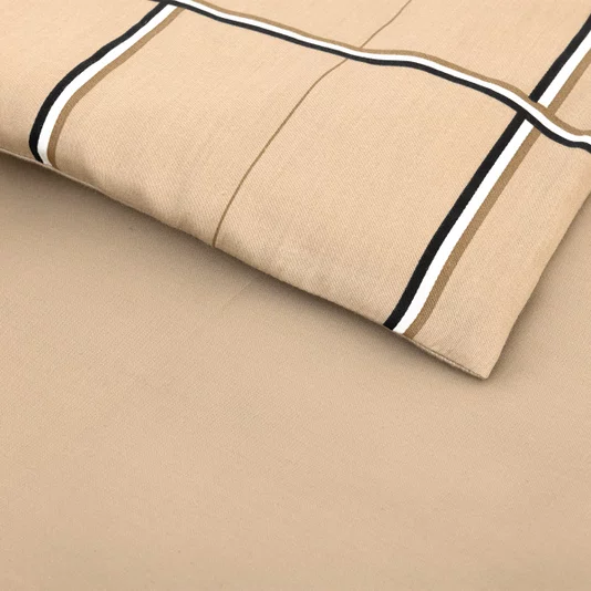 Capa para Duvet Casal Boss Check Boss Home Bege