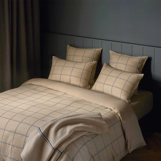 Capa para Duvet Queen Boss Check Boss Home Bege