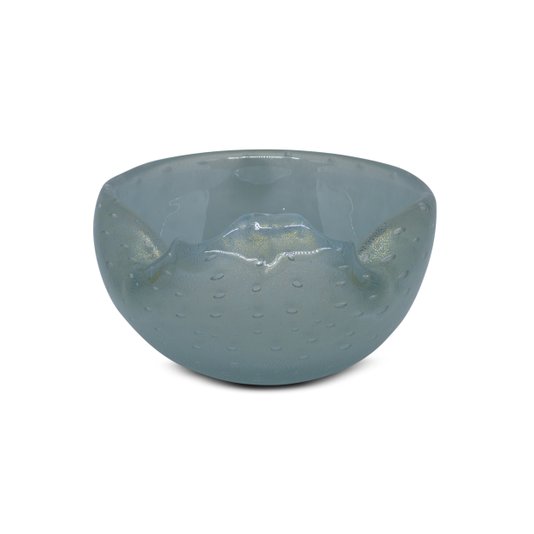 Centro de Mesa Di Murano Azul Céu Pastel com Ouro 24K 18,5 x 17,5 x 10 cm