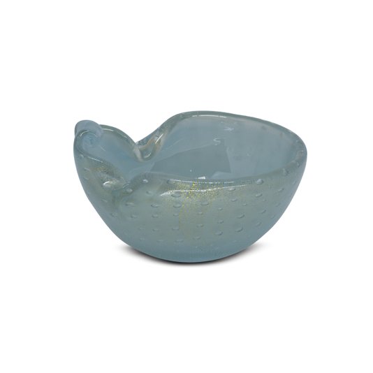 Centro de Mesa Di Murano Azul Céu Pastel com Ouro 24K 18,5 x 17,5 x 10 cm