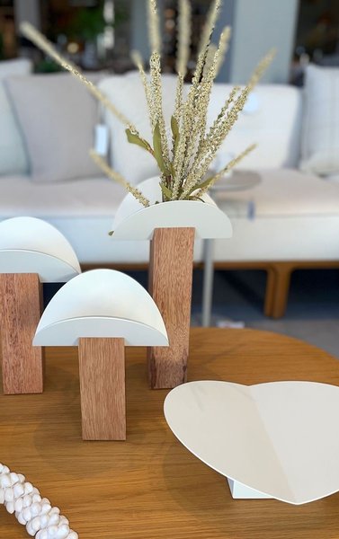 Centro de Mesa G Cangaço Iludi Design Off White e Branco