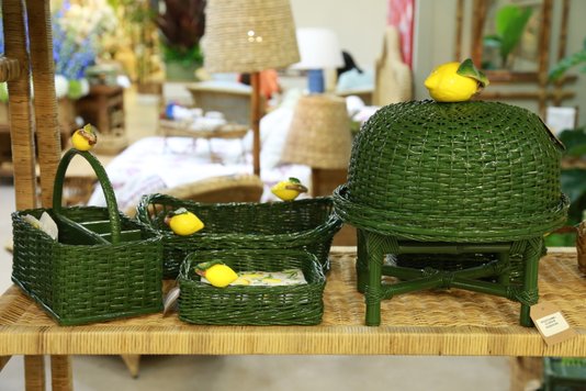 Cesta Baguete Vime Verde Alecrim Com Limão Sweet Home Decor