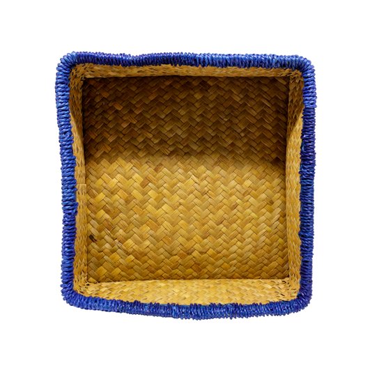 Cesto de Fibra Natural Azul Antica
