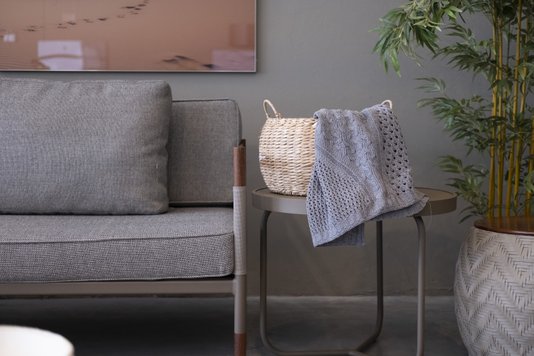 Cesto Grande em Seagrass Enjoy Natural com Branco 35 x 23 cm
