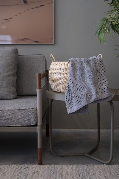 Cesto Grande em Seagrass Enjoy Natural com Branco 35 x 23 cm