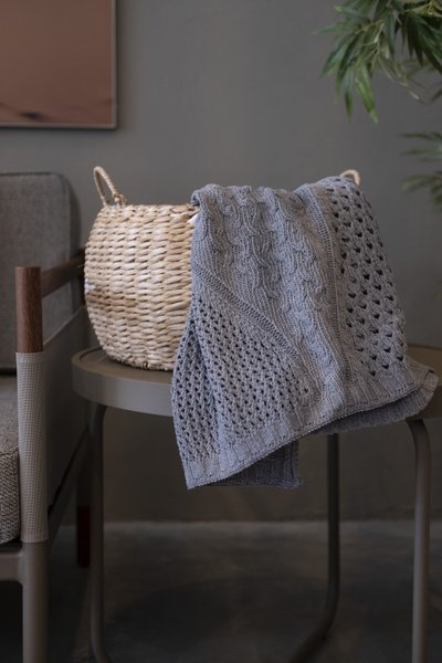 Cesto Grande em Seagrass Enjoy Natural com Branco 35 x 23 cm