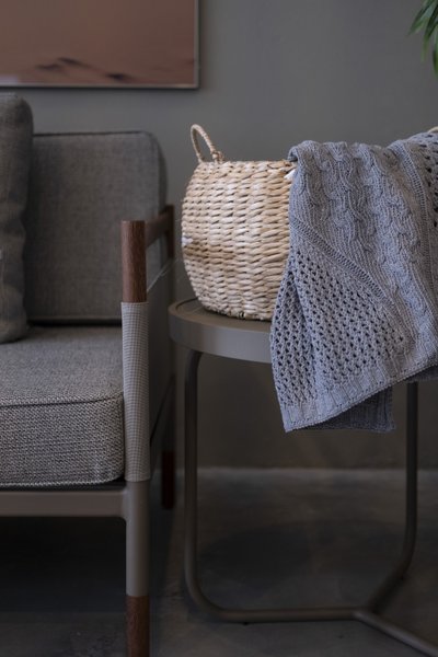 Cesto Grande em Seagrass Enjoy Natural com Branco 35 x 23 cm