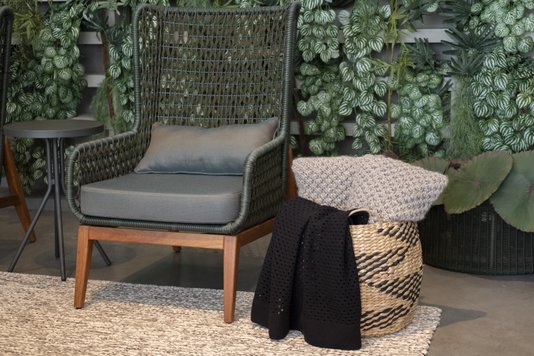 Cesto Grande em Seagrass Enjoy Natural com Preto 38 x 39 cm