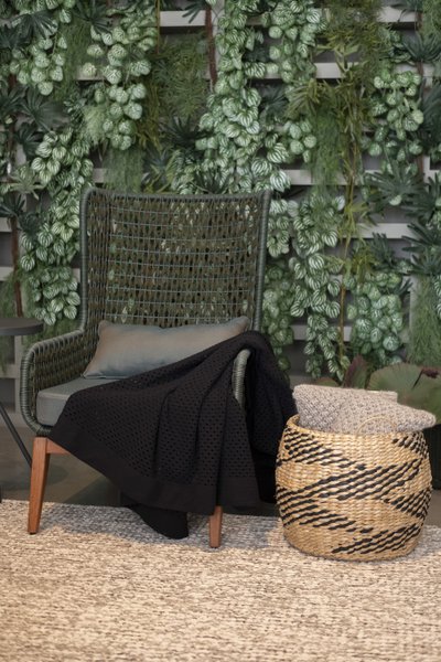 Cesto Grande em Seagrass Enjoy Natural com Preto 38 x 39 cm