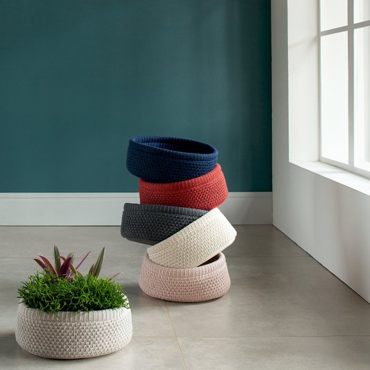 Cesto Tricot Joan Buddemeyer Luxus Azul Marinho 10 x 25 cm