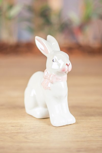 Coelho Decorativo em Porcelana Tok da Casa 16 x 7 x 8 cm