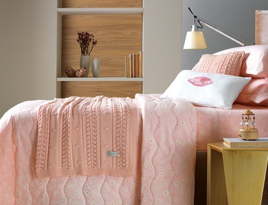 Colcha Solteiro Percal 100% Algodão 200 Fios Magherite Trussardi Estampado