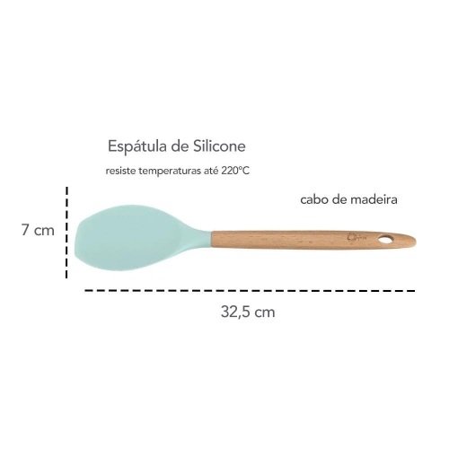 Colher Reta de Silicone Water Blue Oxford Azul 32,5cm