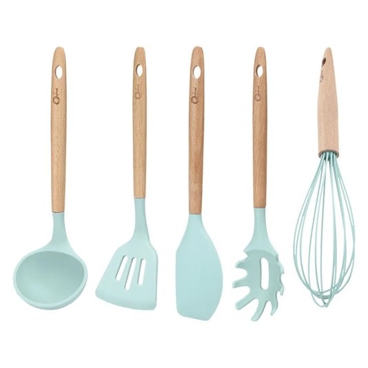Colher Reta de Silicone Water Blue Oxford Azul 32,5cm