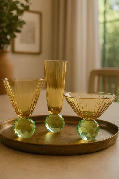 Conjunto 02 Taças de Espumante Amarelo e Verde