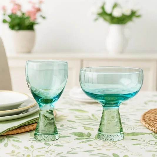 Conjunto 02 Taças de Sobremesa Azul e Verde