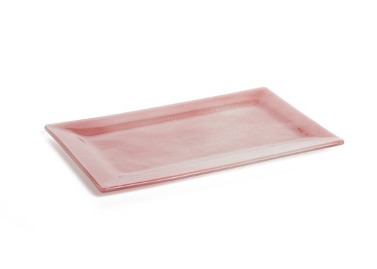 Conjunto 04 Pratos Retangulares Em Vidro Amora 25 x 16 cm