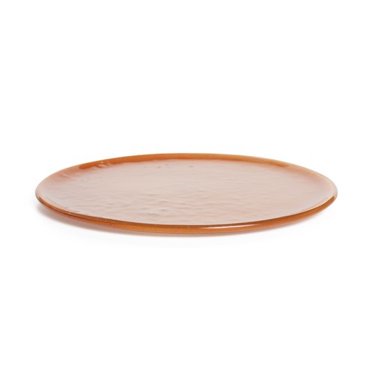 Conjunto 04 Pratos Sobremesa Em Vidro Ocre
