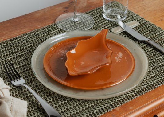 Conjunto 04 Pratos Sobremesa Em Vidro Ocre