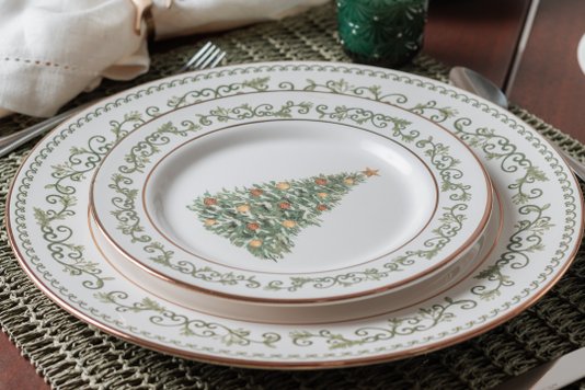 Conjunto 06 Pratos De Sobremesa Classic Christmas Alleanza Cerâmica
