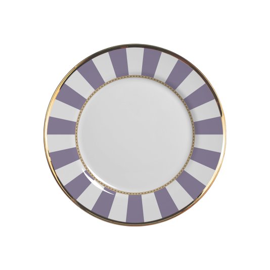 Conjunto 06 Pratos De Sobremesa Lavender Strip Alleanza Cerâmica