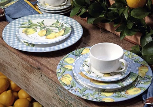 Conjunto 06 Pratos Fundos Amalfitana Alleanza Cerâmica 25cm