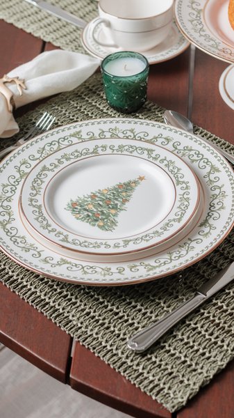 Conjunto 06 Pratos Rasos Classic Christmas Alleanza Cerâmica