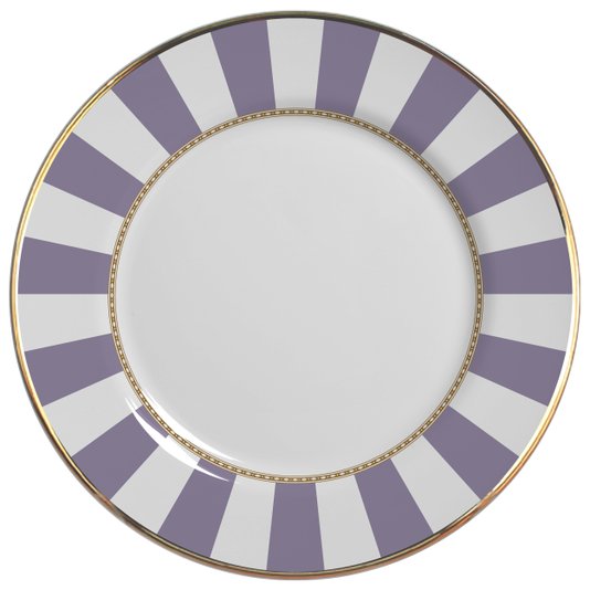 Conjunto 06 Pratos Rasos Lavender Strip Alleanza Cerâmica