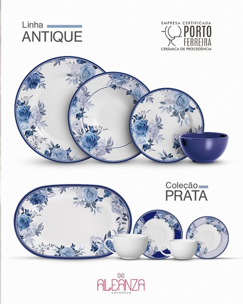 Conjunto 06 Pratos Sobremesa Antique Alleanza Cerâmica