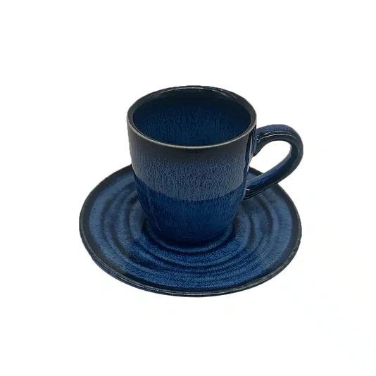 Conjunto 06 Xícaras Com Pires Azul 100ml