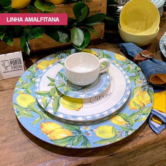 Conjunto 06 Xícaras de Chá com Pires Amalfitana Alleanza Cerâmica