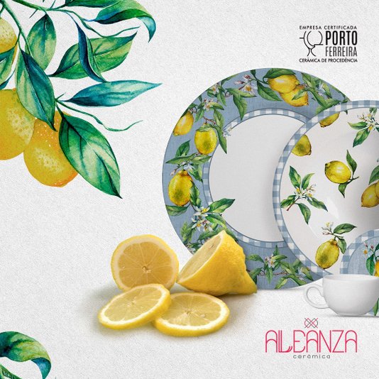 Conjunto 06 Xícaras de Chá com Pires Amalfitana Alleanza Cerâmica