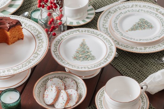 Conjunto 06 Xícaras De Chá Com Pires Classic Christmas Alleanza Cerâmica
