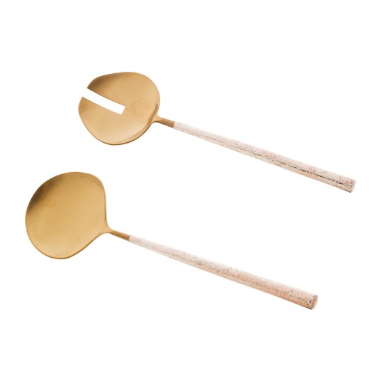 Conjunto Talheres para Salada 2 Peças Aço Inox Wolff Dourado