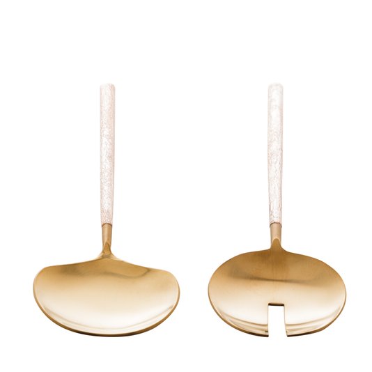 Conjunto Talheres para Salada 2 Peças Aço Inox Wolff Dourado