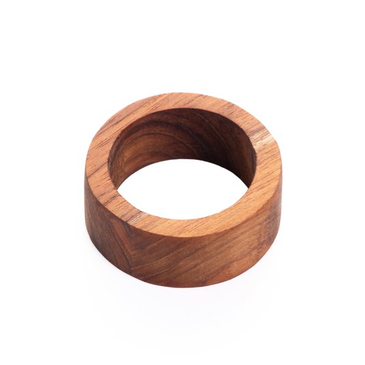 Conjunto 4 Aneis Para Guardanapo Madeira Teca Círculo Woodart