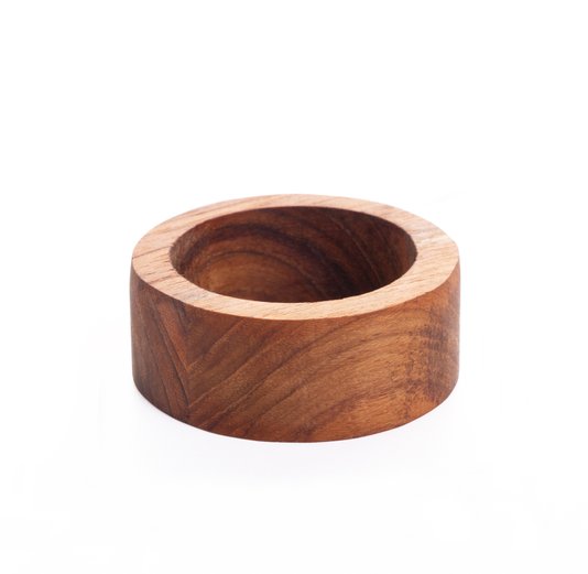 Conjunto 4 Aneis Para Guardanapo Madeira Teca Círculo Woodart